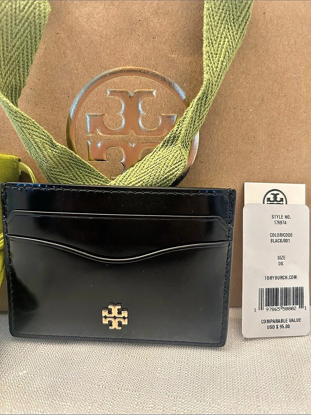 Tory Burch Emerson Slim Card Case Black BNWT